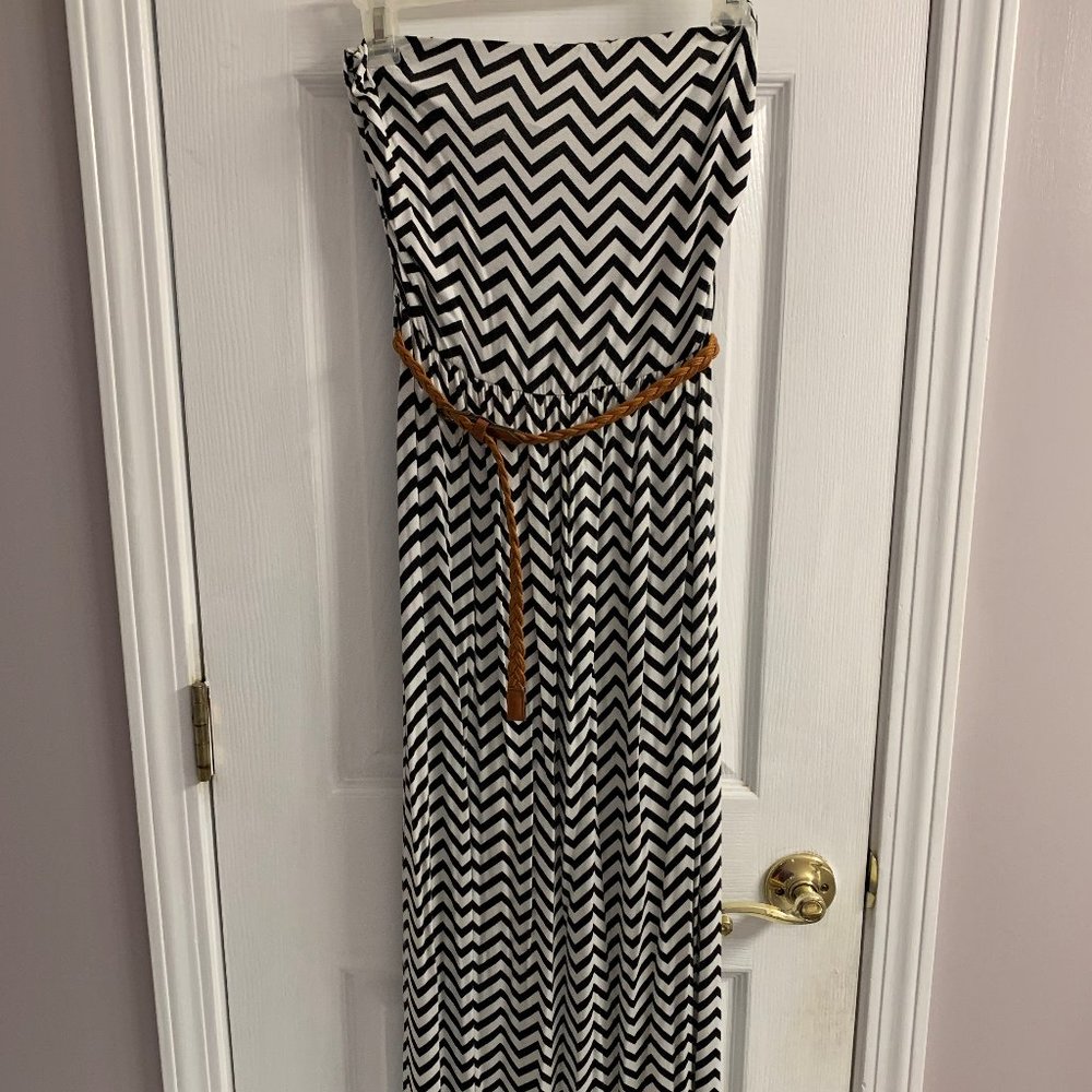Delias Strapless Chevron Maxi dress with belt